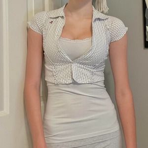 schoolgirl button up baby tee